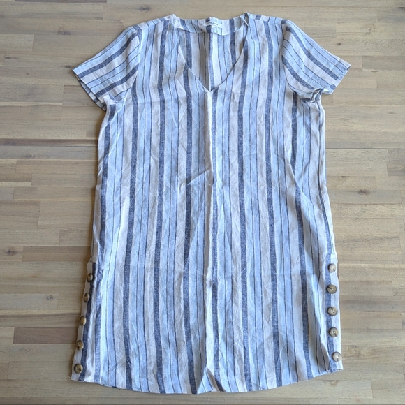 Madewell Linen Side-Button Easy Dress NWOT (sz L) - Picture 1 of 6
